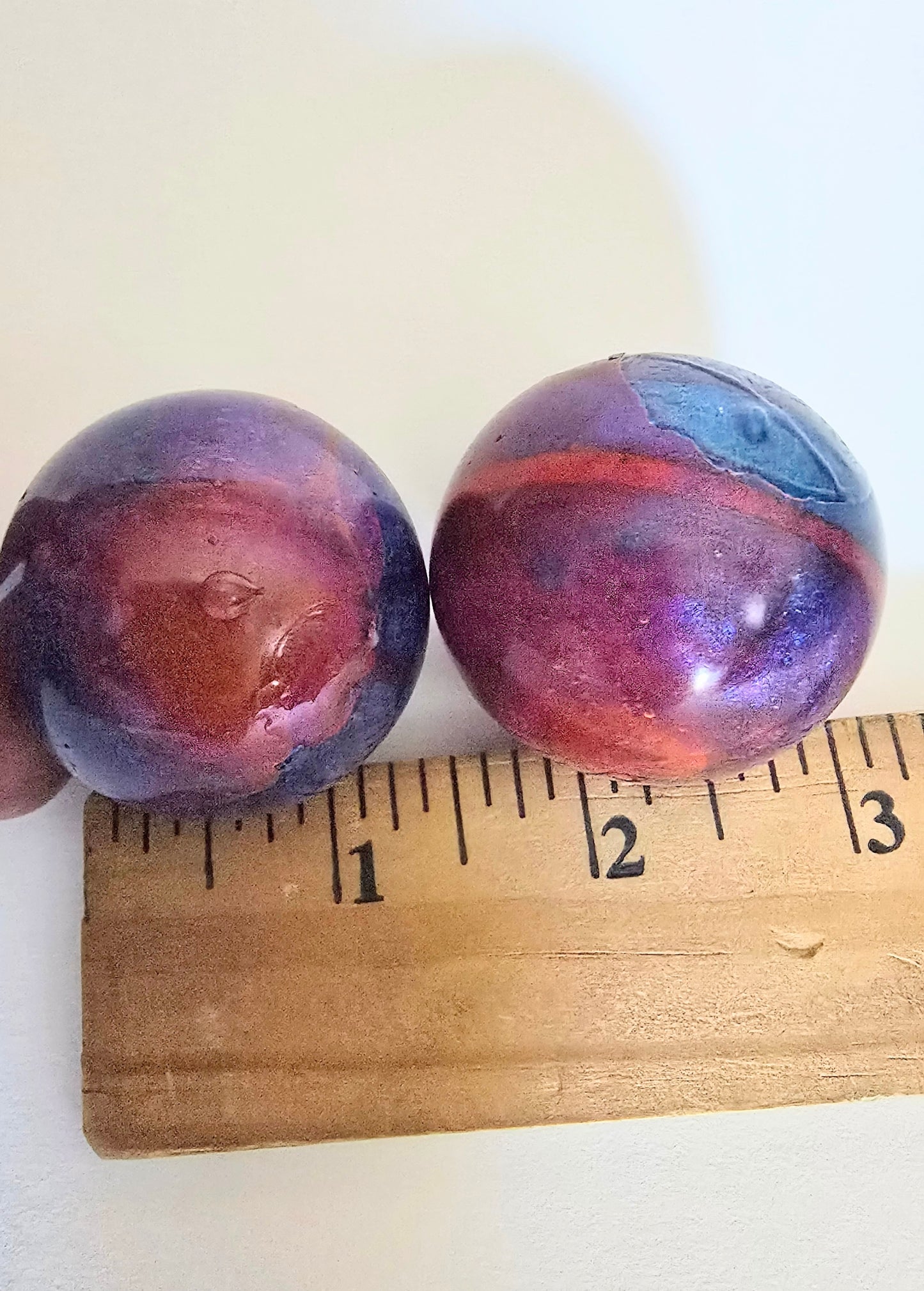 Resin Made Marbles Lot of 2 Multi-color Swerl.