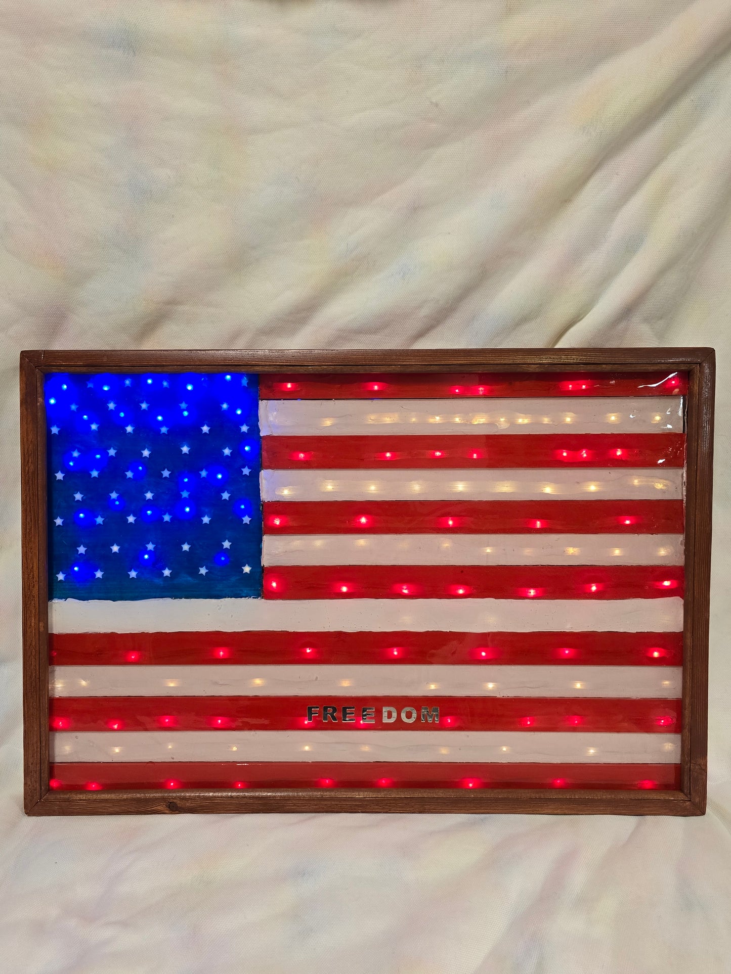Light up Wood and resin flag