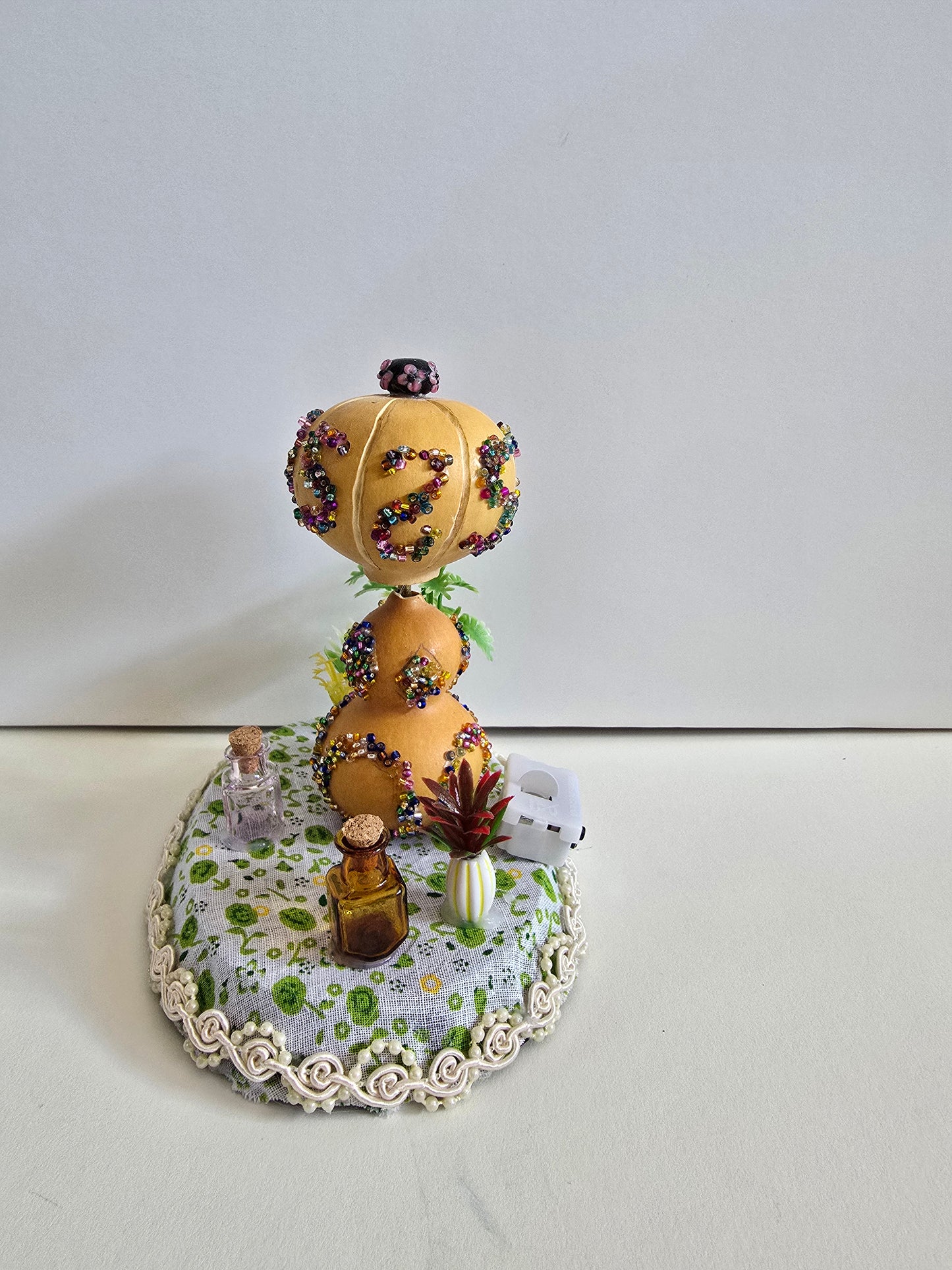 Little Gord Lamp. 5 Inches Wide By 5 Inches Tall. Lights Up And Made With Gords.