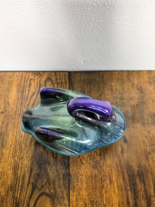 5 by 5 Inch Multi-color Resin Swan. Handmade In USA Every One Unique.