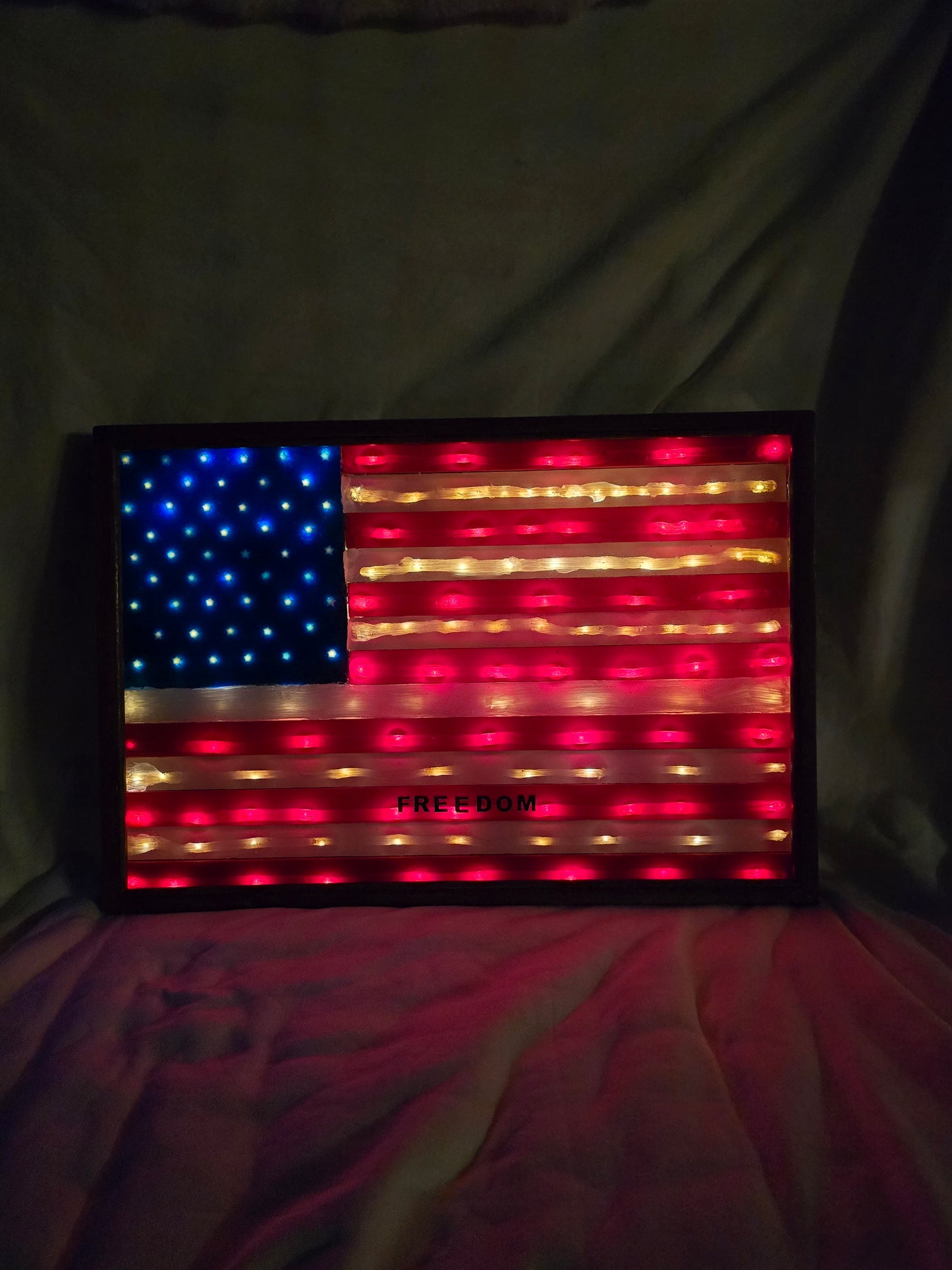Light up Wood and resin flag