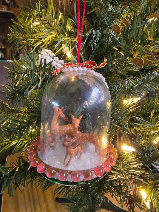 3 Christmas Tree Ornaments. 3 By 4 Inches. The Globe Is Made Of Resin.