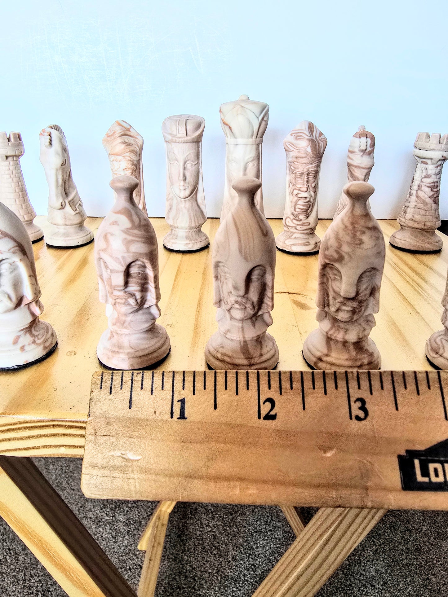 Wood And Resin Space Chess Set. Has Rope Lights Controlled With Remote.