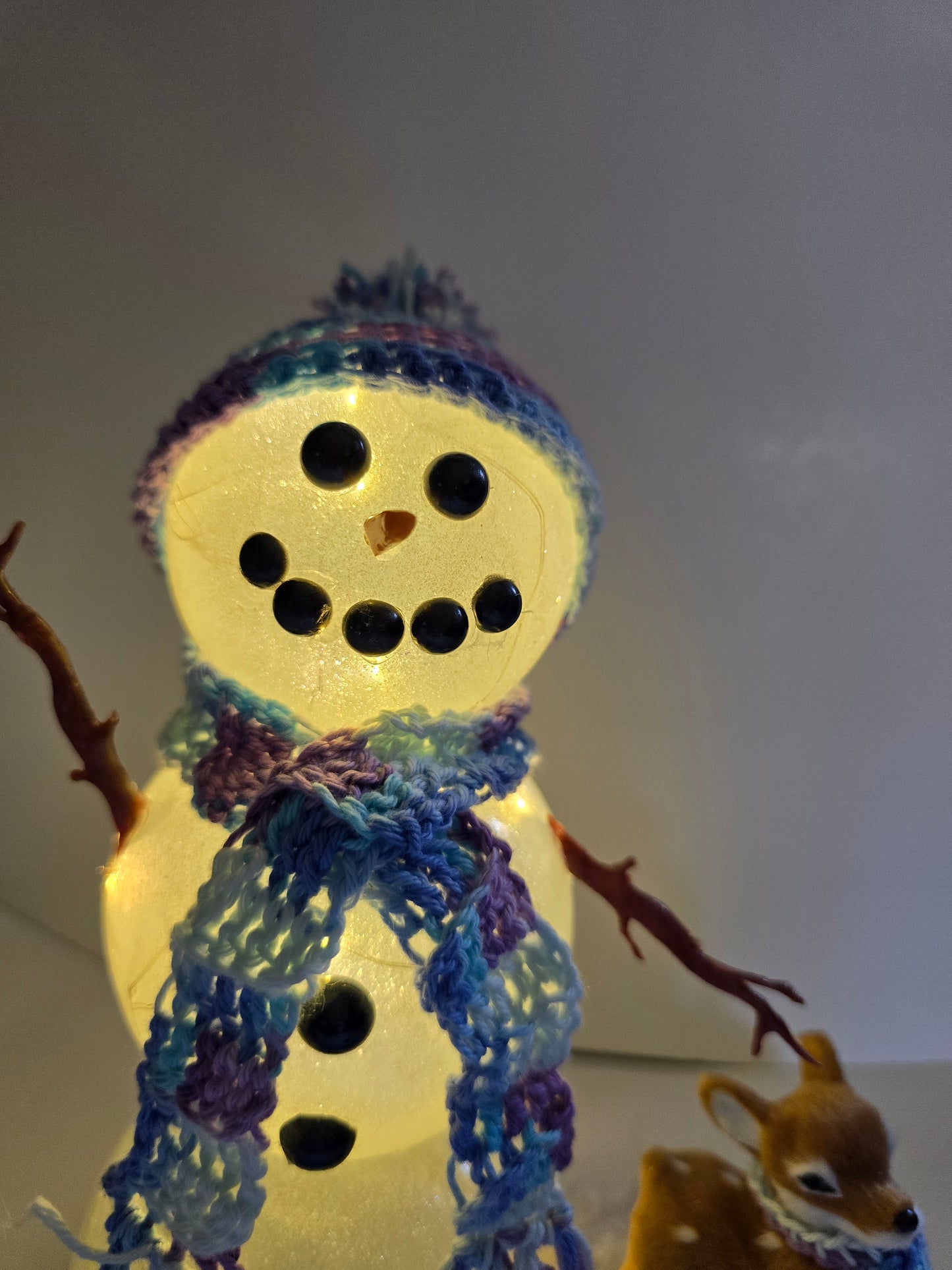 Snow Man With Lights. Perfect For The Christmas  Season 8 By 11 Inches.