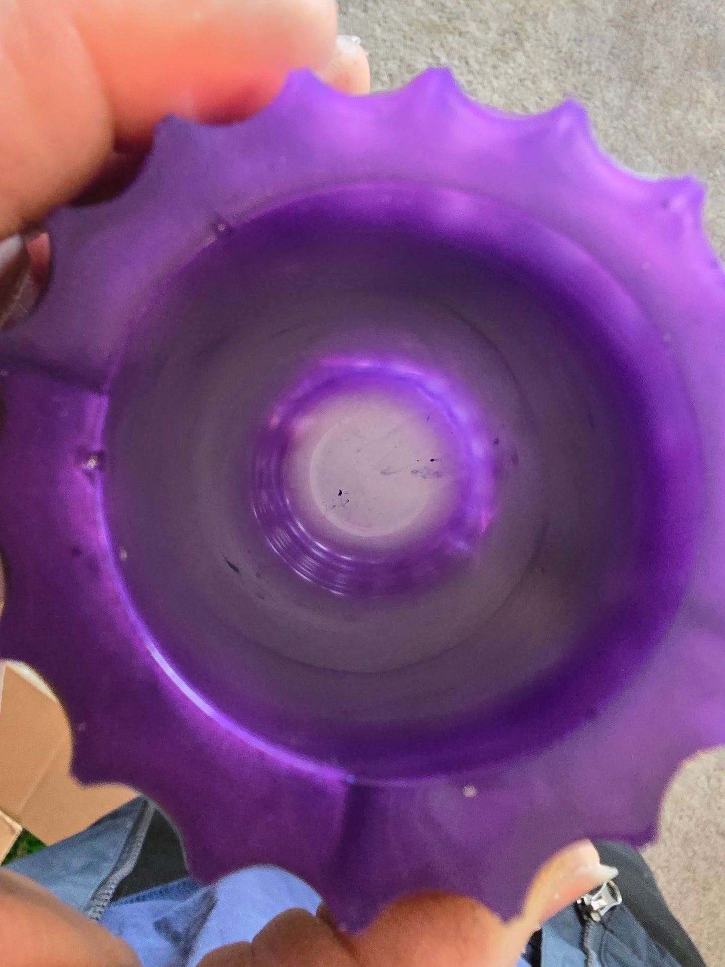 Purple Decorative Jar With Lid Made Of Resin.  2 1/2 By 5 Inches.