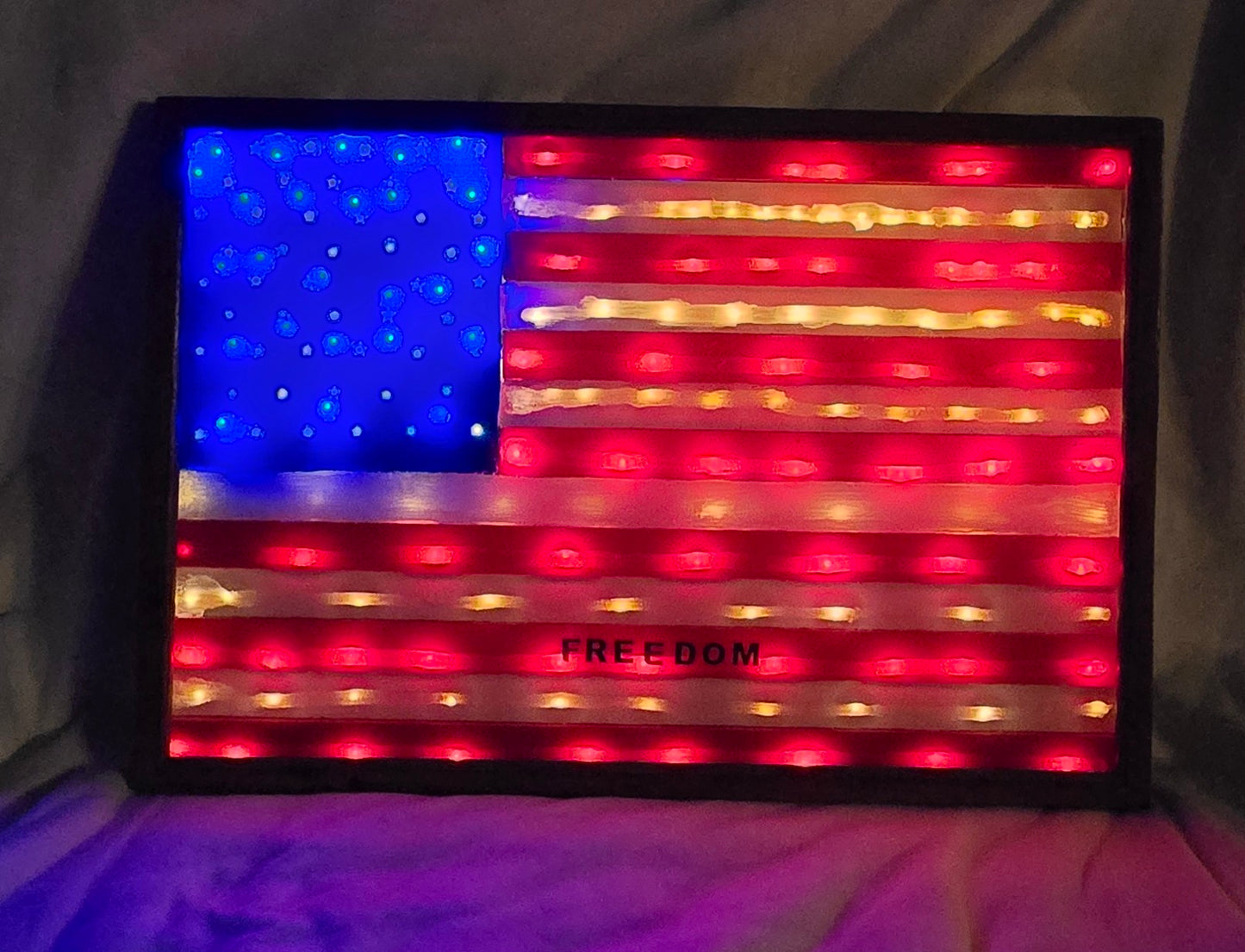 Light up Wood and resin flag
