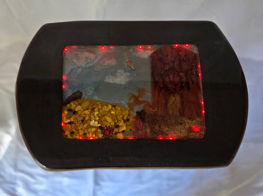 Decorated TV Tray.A Red Lichtenburg Tree In It And A Dragon Protecting its gold.