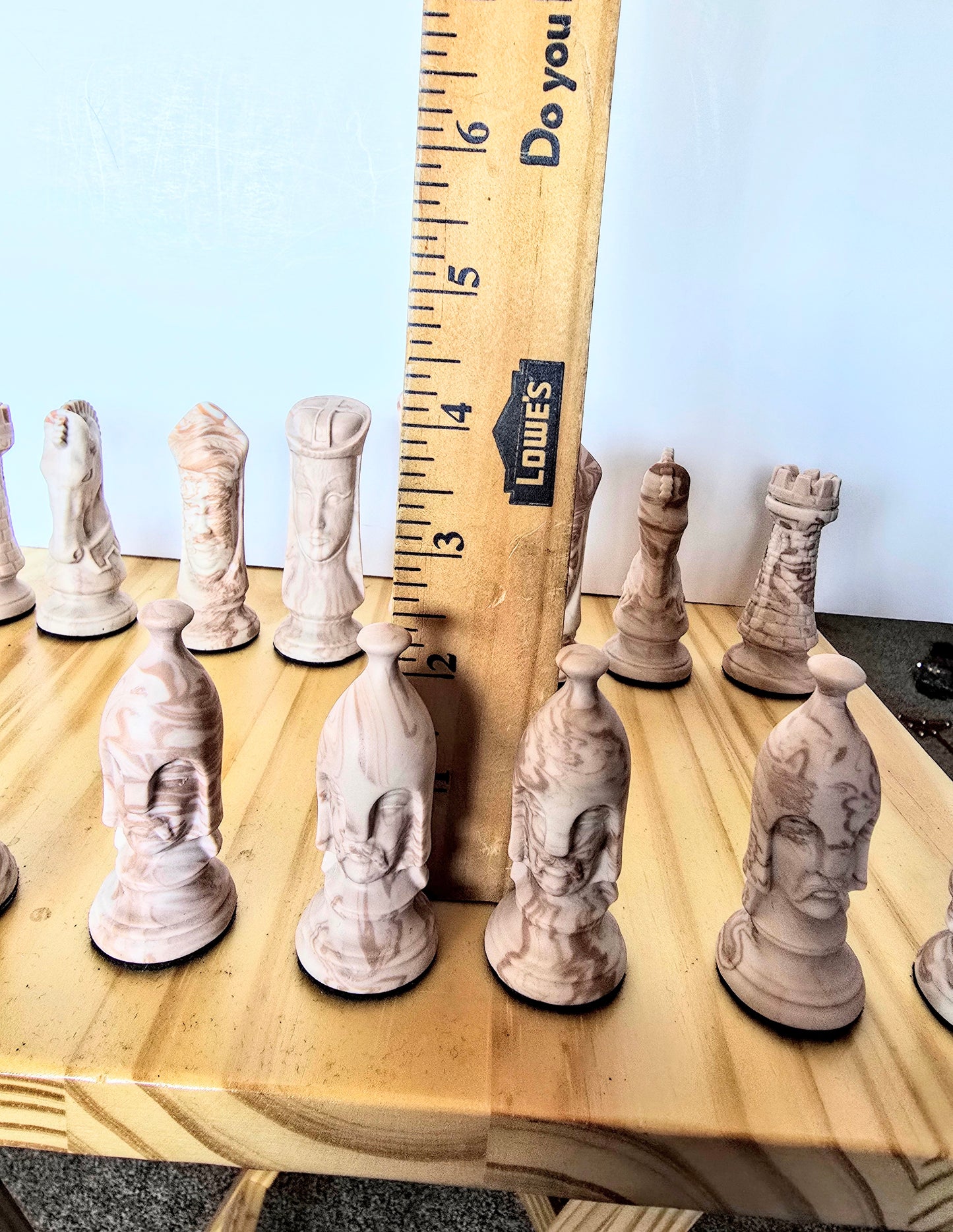 Wood And Resin Space Chess Set. Has Rope Lights Controlled With Remote.