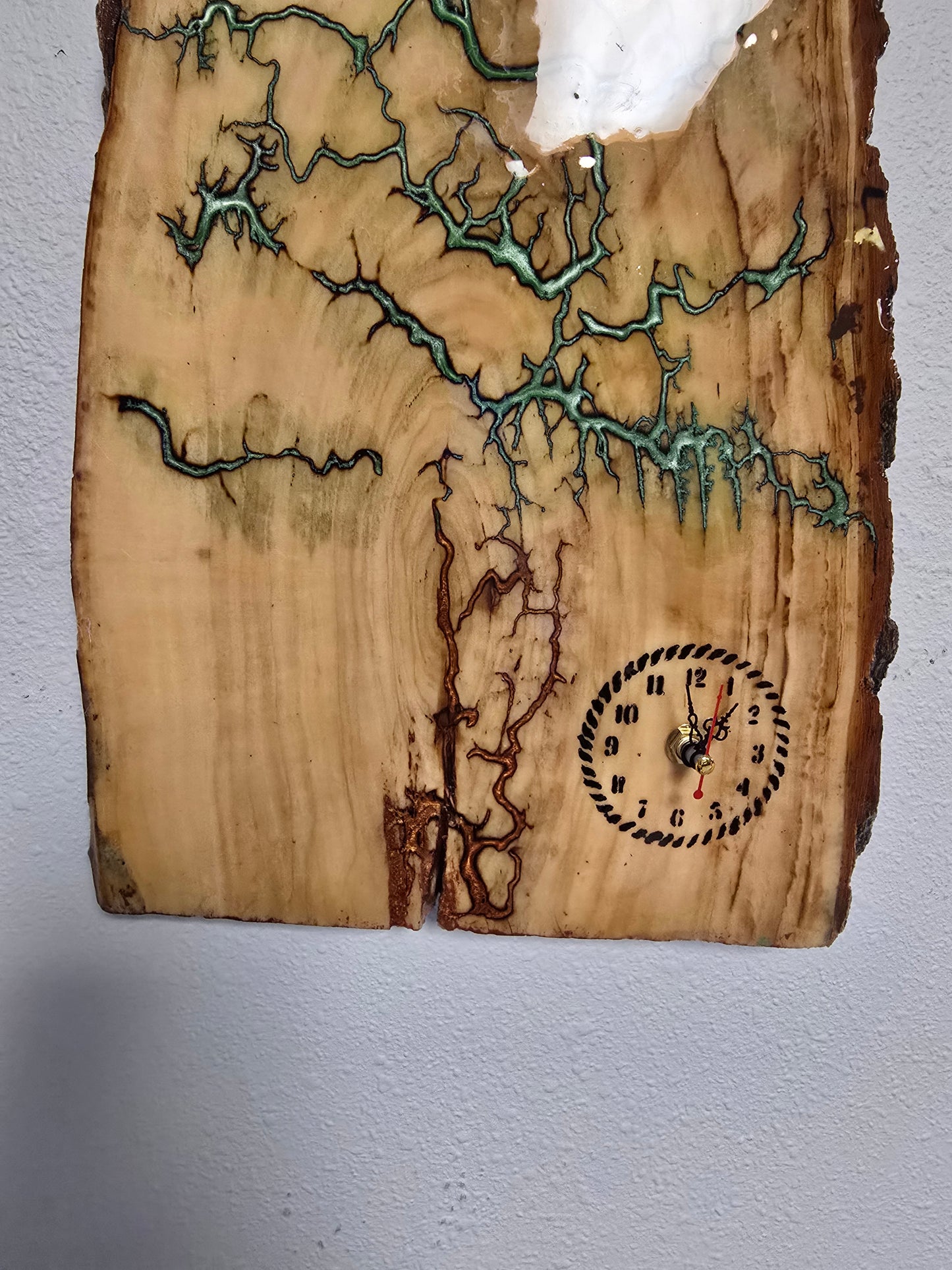 Wood And Resin Lickedenburg Burned Tree Clock. It's 19 By 9 By 1 Inch