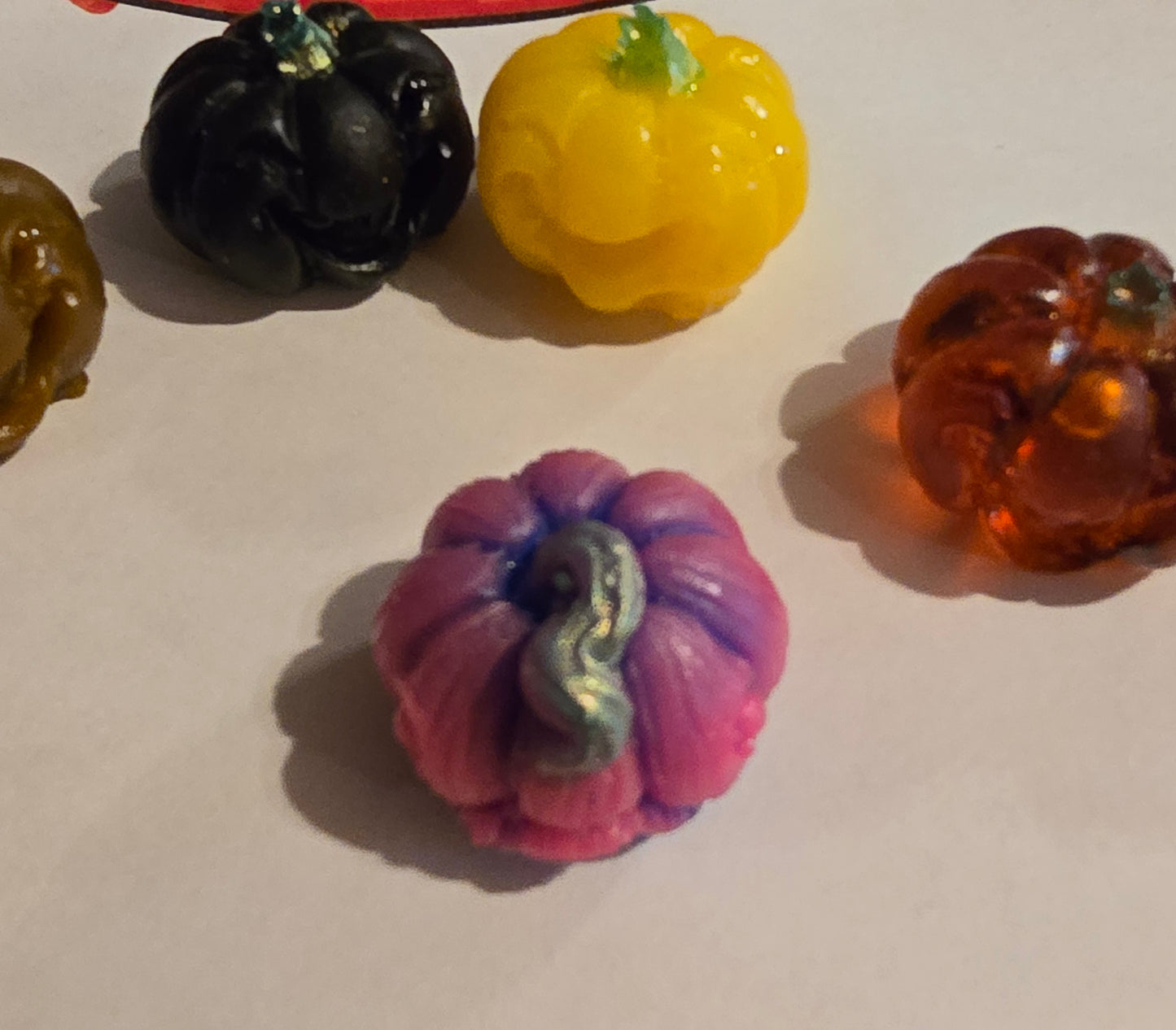 pack of 8 The Cutest Little Handmade Resin Pumpkins. 1 Inch Round In All Colors.