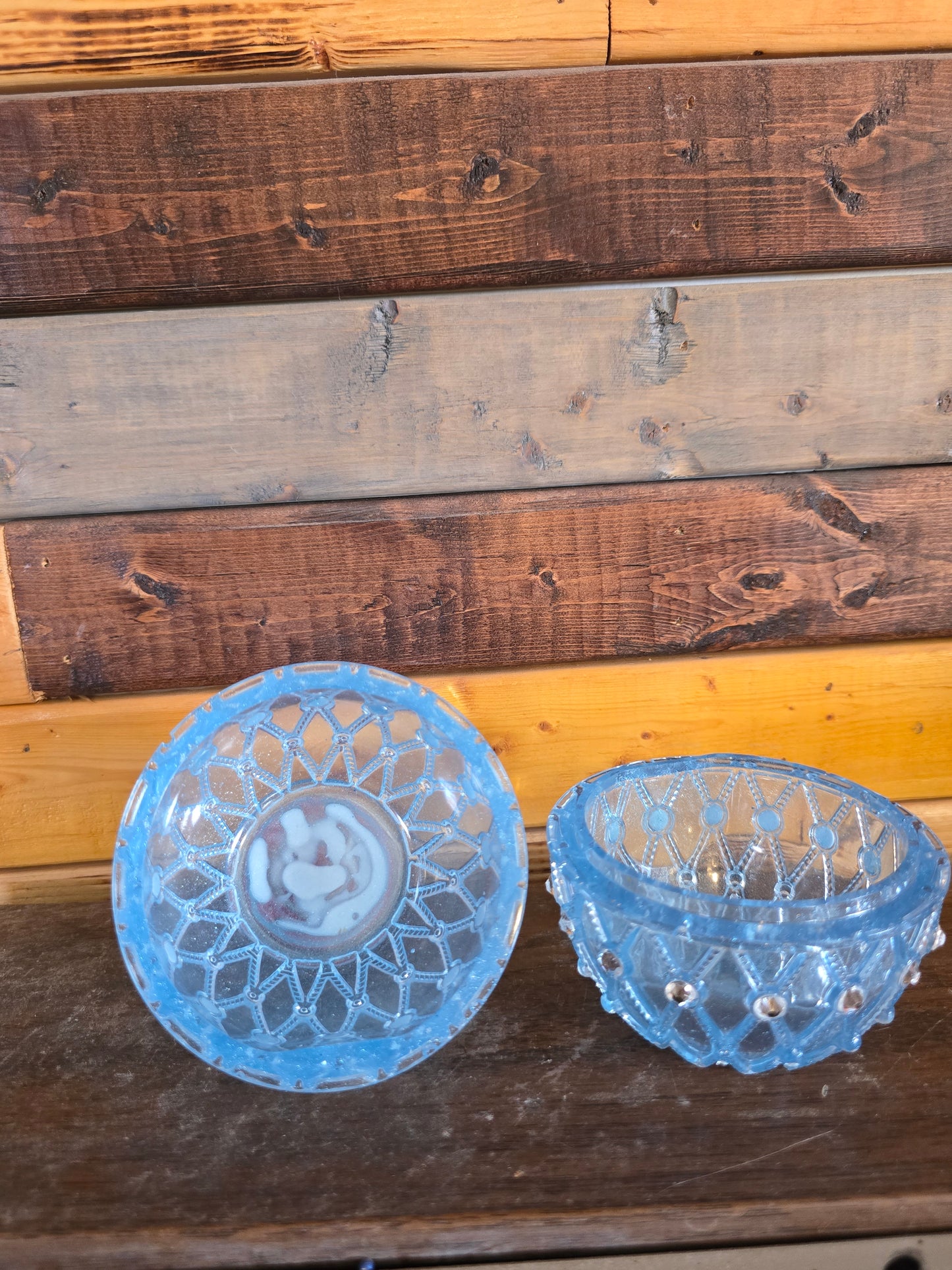 Lights Blue Resin Container.  5 By 4 Inches,  Great Little Storage Container.