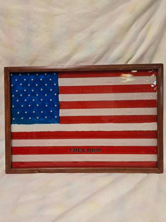 Light up Wood and resin flag