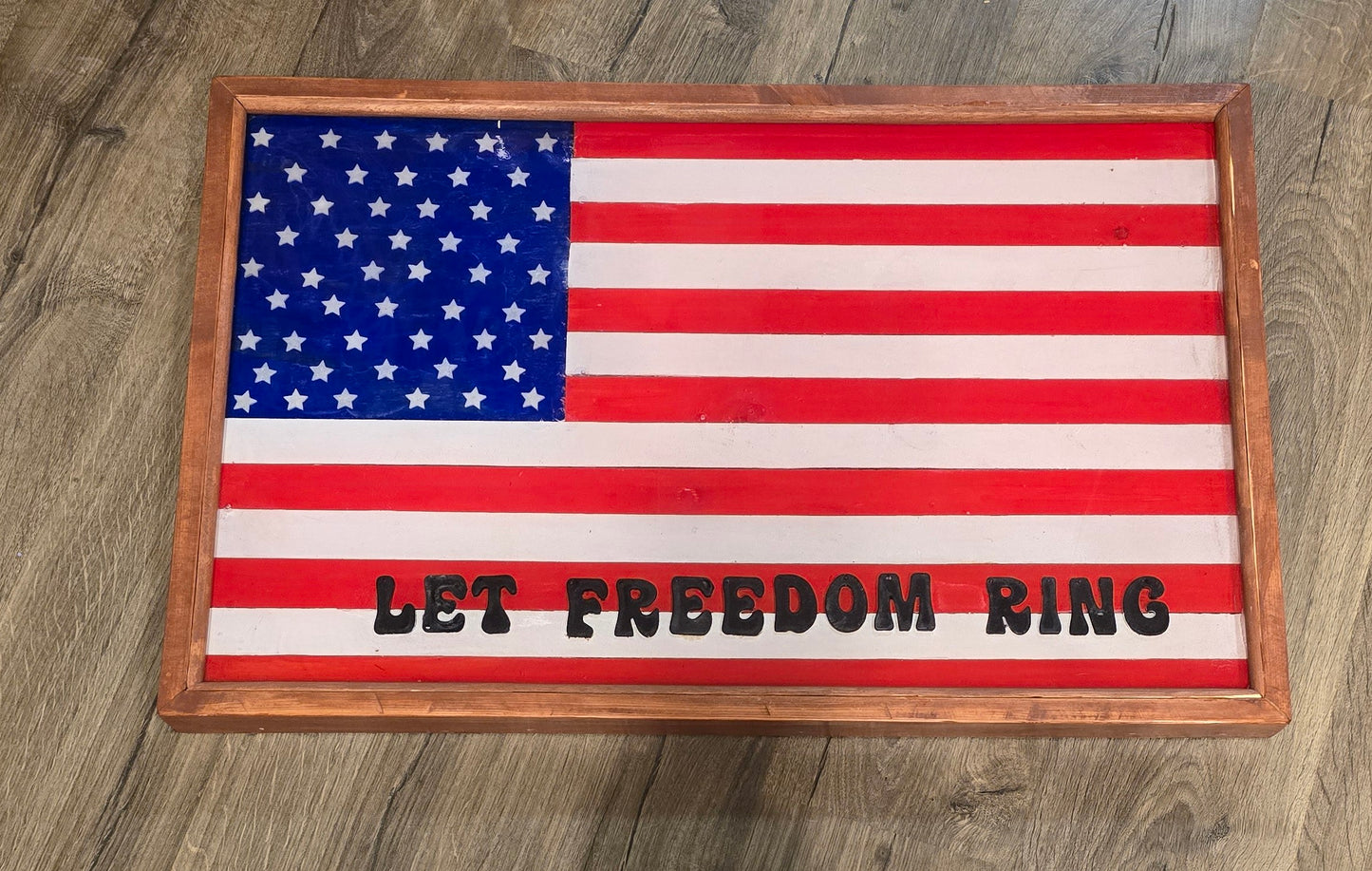 Resin and wood American flag