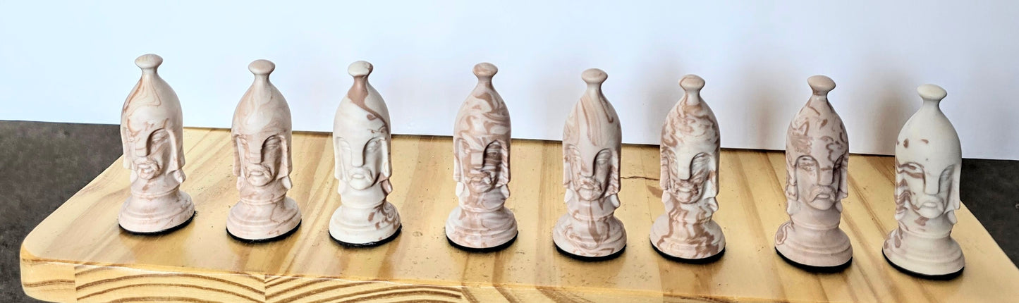 Wood And Resin Space Chess Set. Has Rope Lights Controlled With Remote.