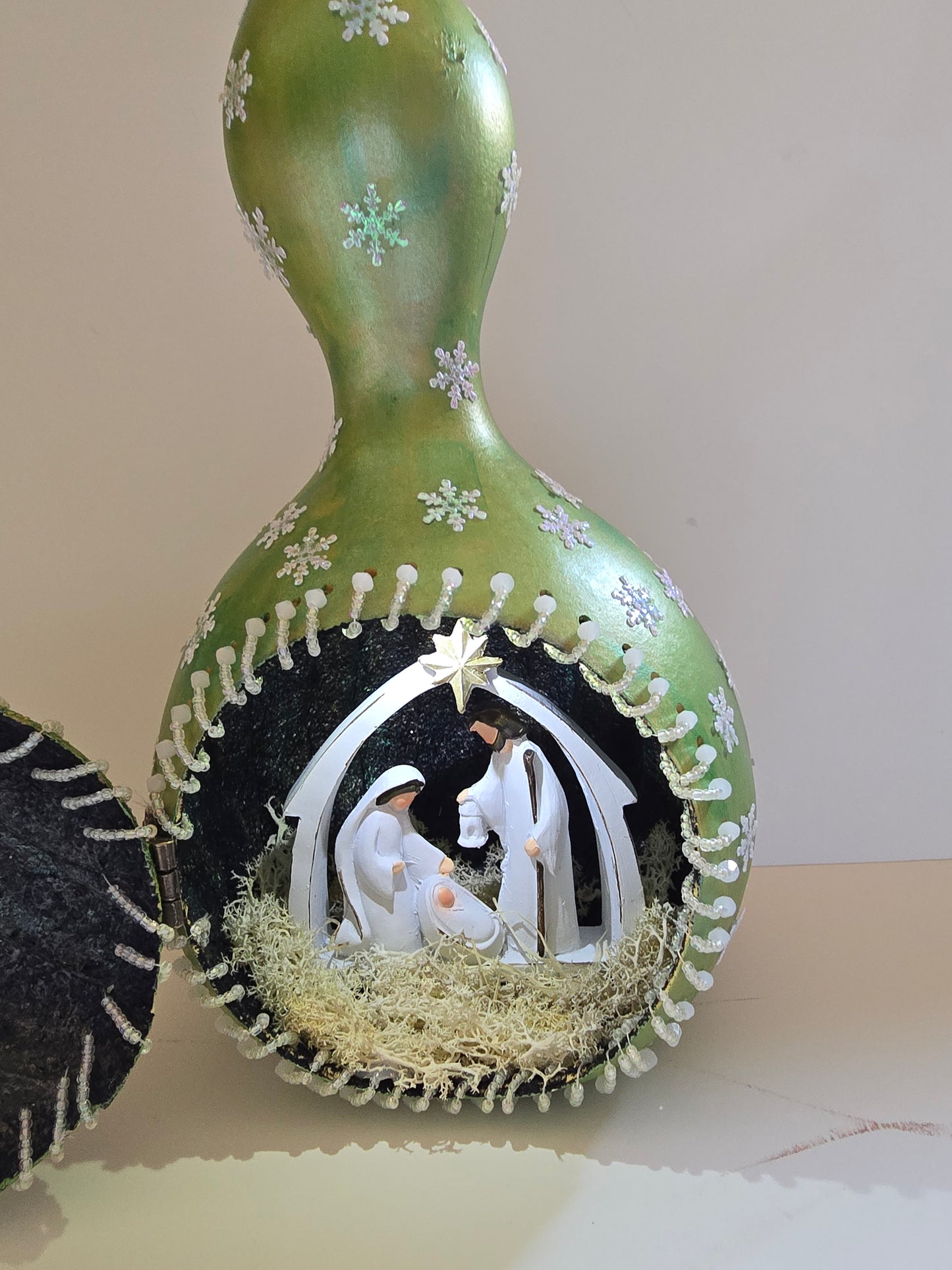 Nativity Christmas Decorated Gord 6 Inches Wide By 12 Inches Tall.