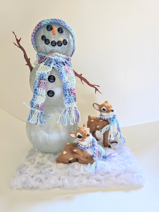 Snow Man With Lights. Perfect For The Christmas  Season 8 By 11 Inches.