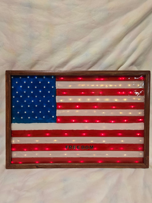 Light up Wood and resin flag