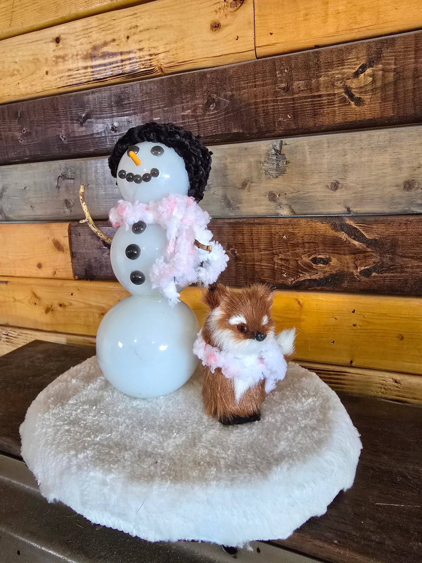 Cute Little Resin Snowman With Colored Lights With Miltiple Speeds. 7 By 8 Inch