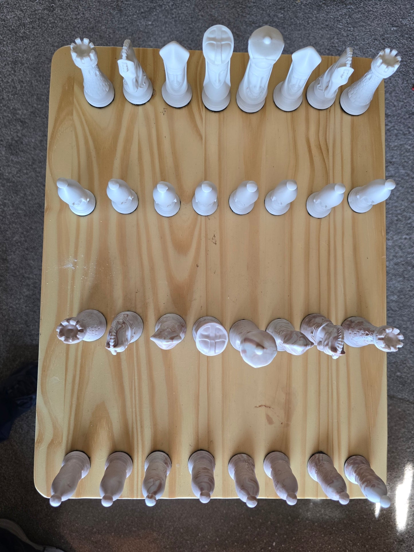 Wood And Resin Space Chess Set. Has Rope Lights Controlled With Remote.