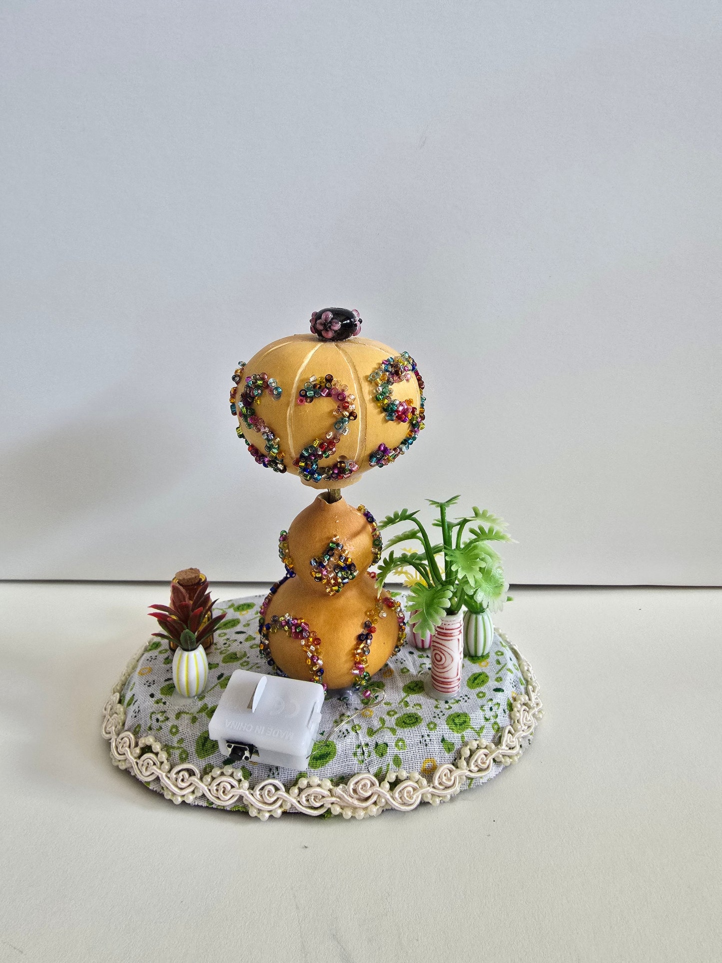 Little Gord Lamp. 5 Inches Wide By 5 Inches Tall. Lights Up And Made With Gords.