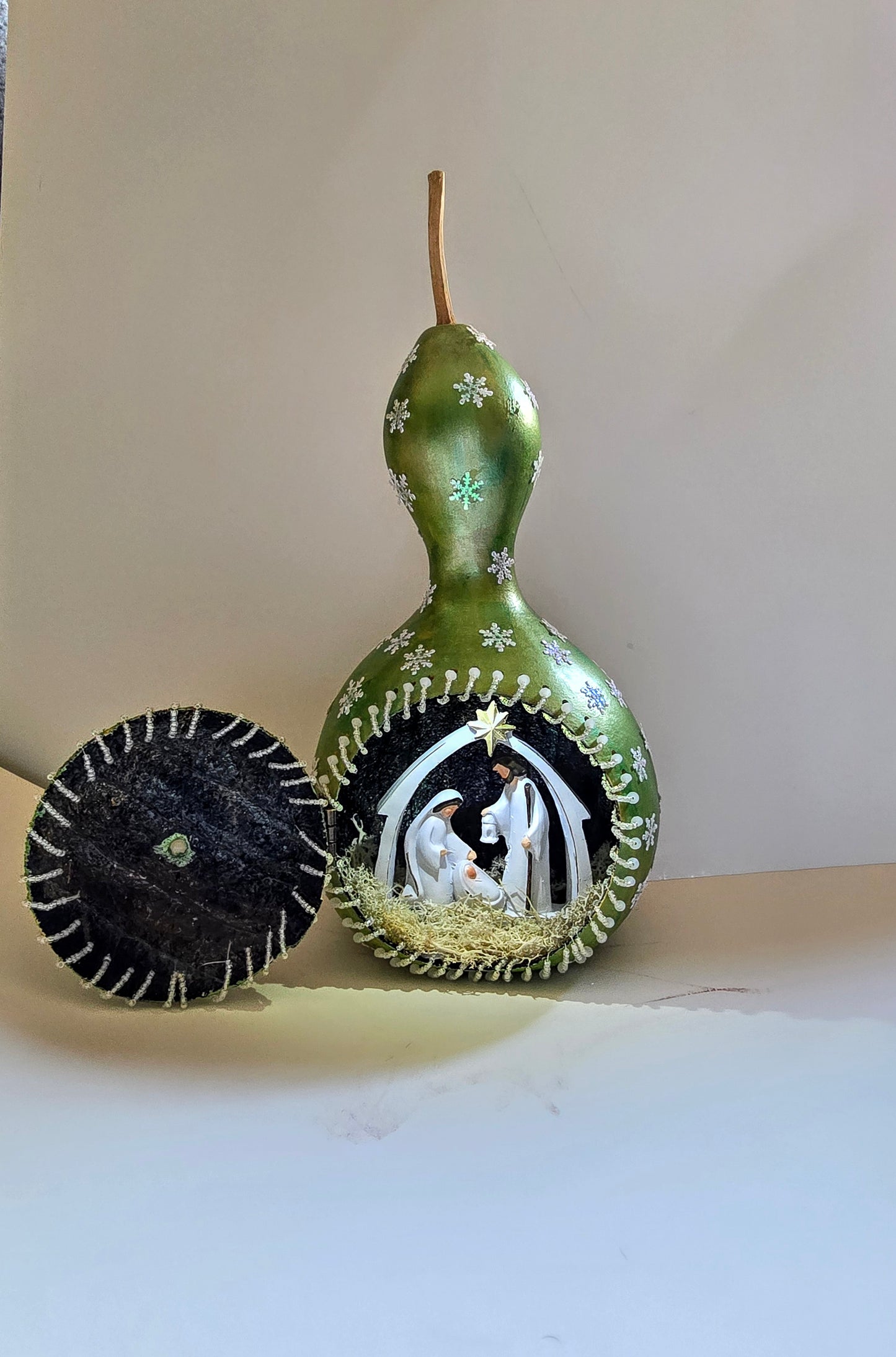 Nativity Christmas Decorated Gord 6 Inches Wide By 12 Inches Tall.