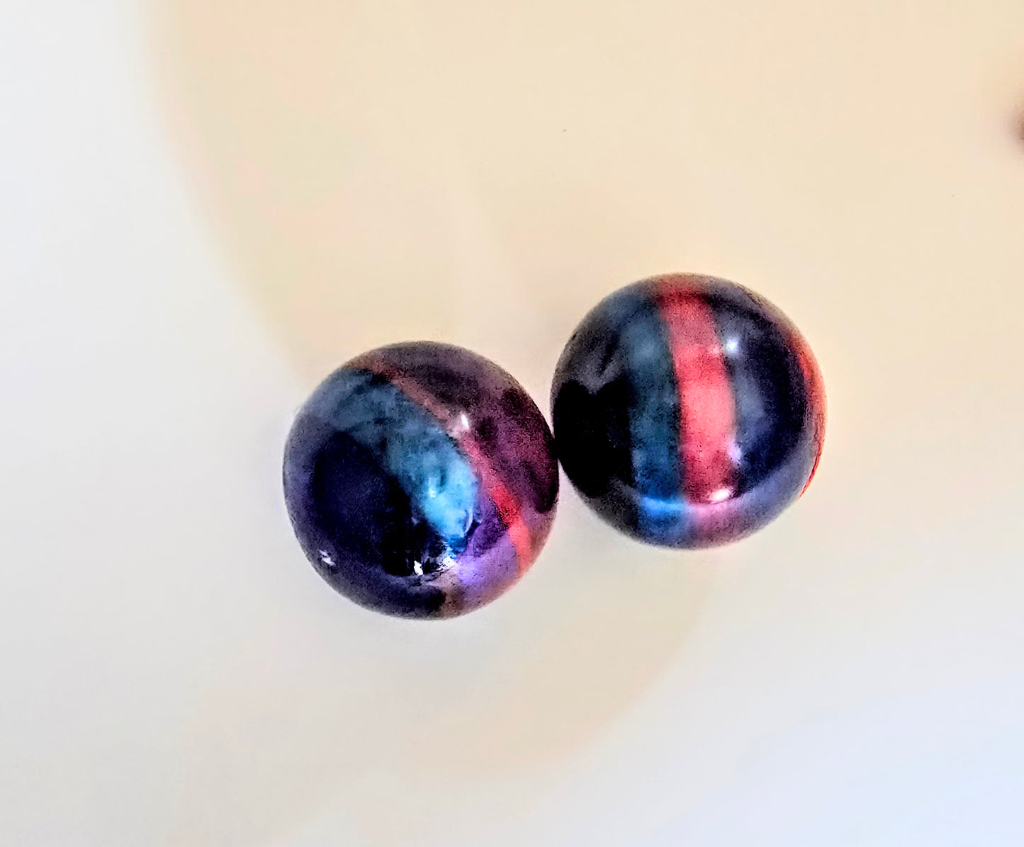 Resin Made Marbles Lot of 2  Multi-color Swerl.