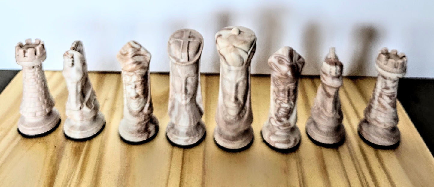 Wood And Resin Space Chess Set. Has Rope Lights Controlled With Remote.