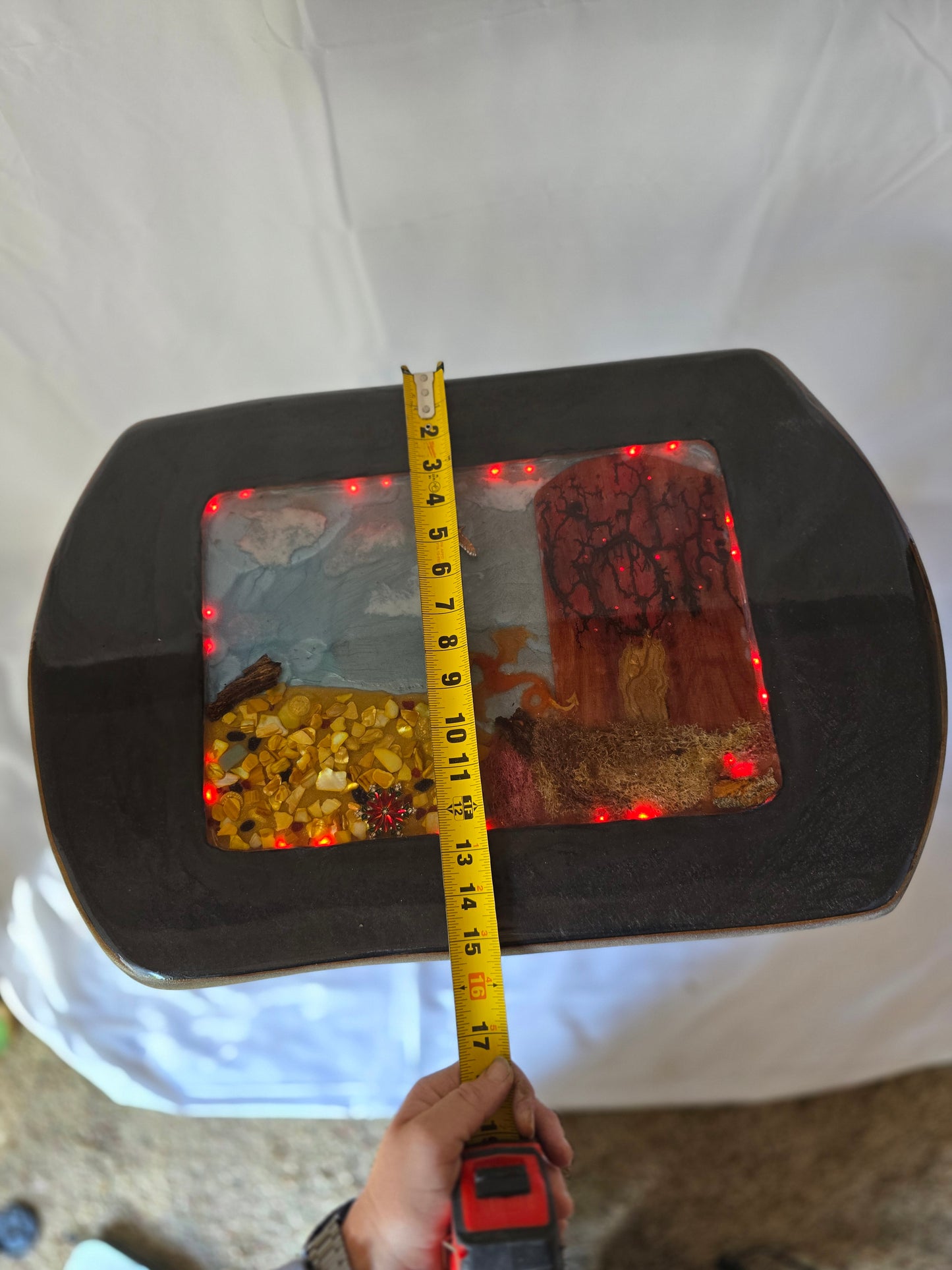 Decorated TV Tray.A Red Lichtenburg Tree In It And A Dragon Protecting its gold.